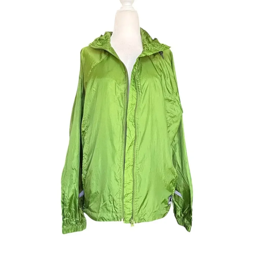Vintage Sierra Designs Green Hooded Rain Jacket Sporty Windbreaker Large Outdoor